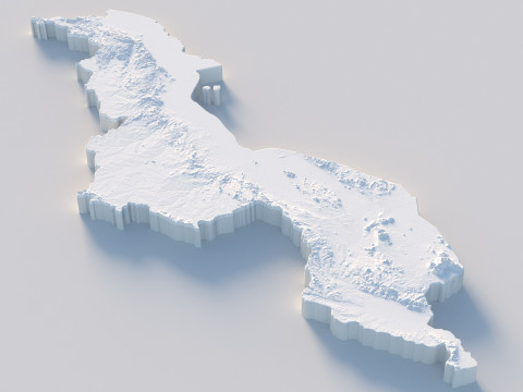 Malawi Terrain Map 3D Модель