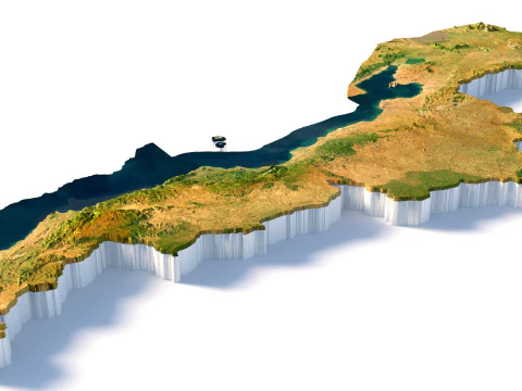 Malawi Terrain Map 3D Model