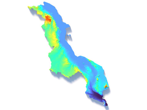 Malawi Terrain Map 3D Модель