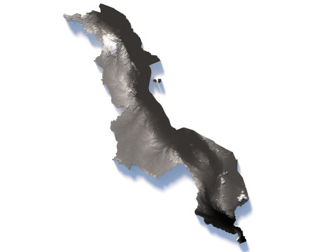 Malawi Terrain Map 3D Модель