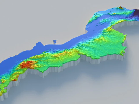 Malawi Terrain Map 3D Model