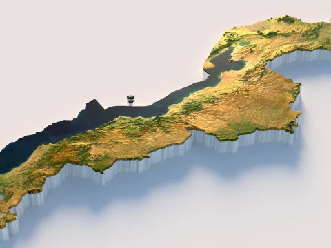 Malawi Terrain Map 3D Model