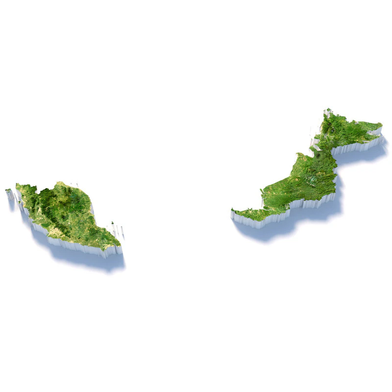 Mapa de terreno da Mal&aacute;sia Modelo 3D .c4d .max .obj .3ds .fbx .stl .blend 