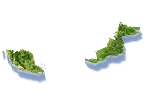 मलेशिया भू-भाग मानचित्र 3D मॉडल