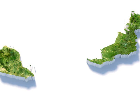 Mapa de terreno da Mal&aacute;sia Modelo 3D