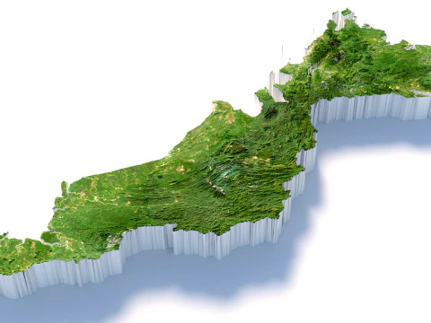 Mapa de terreno da Mal&aacute;sia Modelo 3D