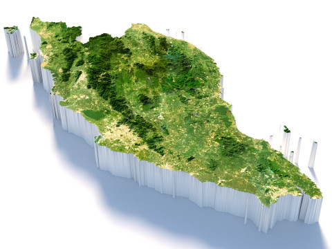 Malaysia Terrain Map 3D Модель