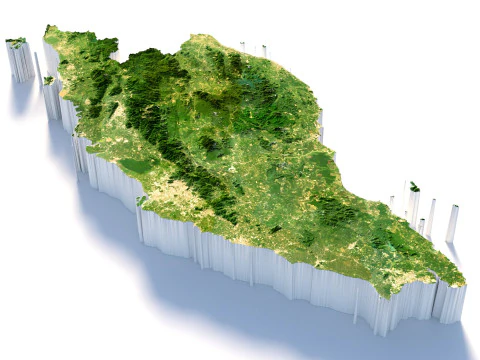 Mapa de terreno da Mal&aacute;sia Modelo 3D