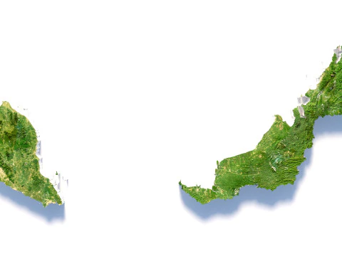 Mapa de terreno da Mal&aacute;sia Modelo 3D