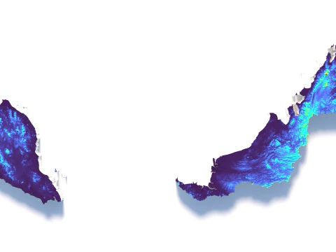 Mapa de terreno da Mal&aacute;sia Modelo 3D