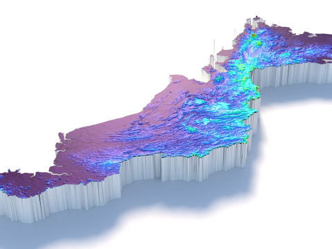 Malaysia Terrain Map 3D Модель