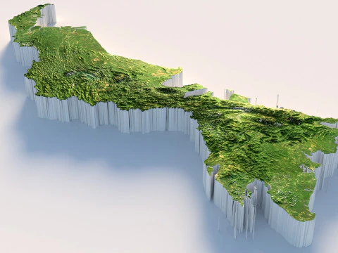 Mapa de terreno da Mal&aacute;sia Modelo 3D