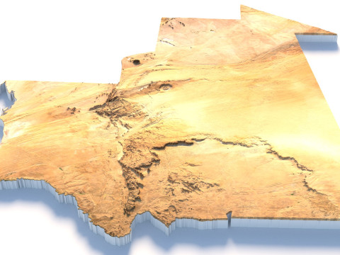 Mauritania Terrain Map 3D 모델
