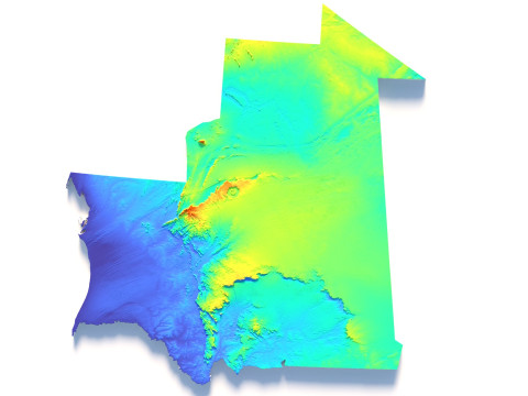 Mauritania Terrain Map 3D 모델