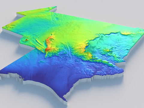 Mauritania Terrain Map 3D 모델