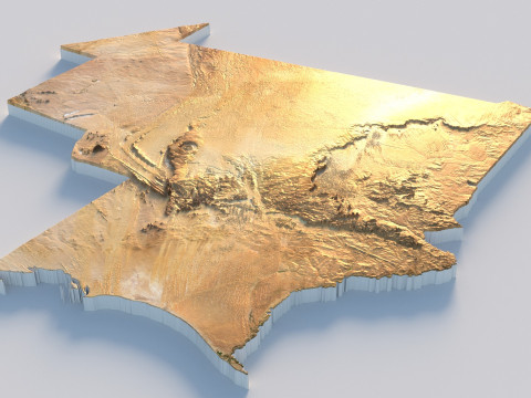 Mauritania Terrain Map 3D 모델
