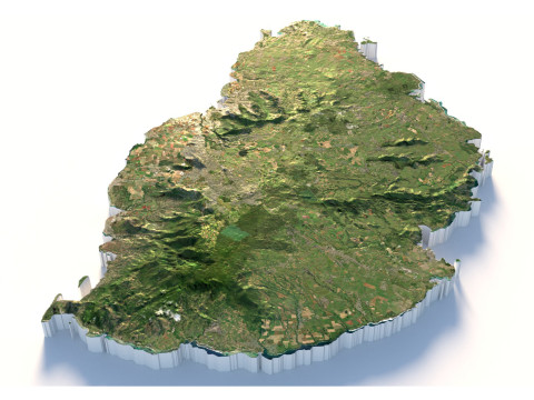 Mauritius Terrain Map 3D Model