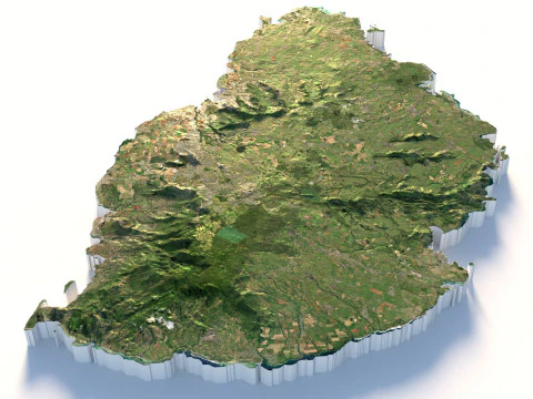 Mauritius Terrain Map 3D Model