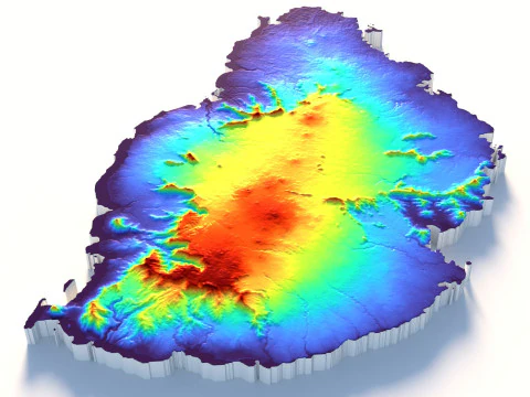 Mauritius Terrain Map 3D Model