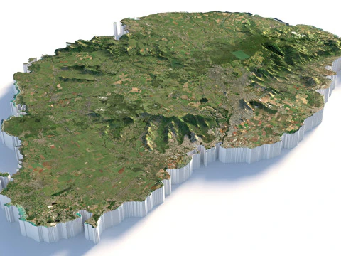 Mauritius Terrain Map 3D Model