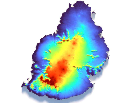 Mauritius Terrain Map 3D Model