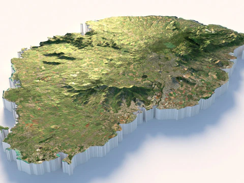 Mauritius Terrain Map 3D Model