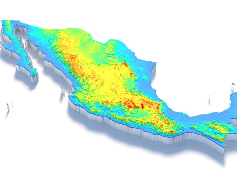 멕시코 지형 지도 3D 모델