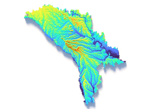 Moldova terrain map 3D Model