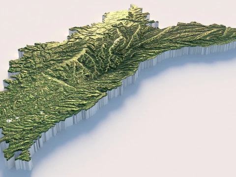 Moldova terrain map 3D Model