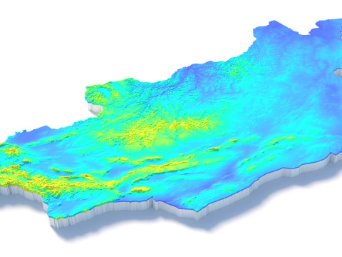 Mongolia terrain map 3D Model