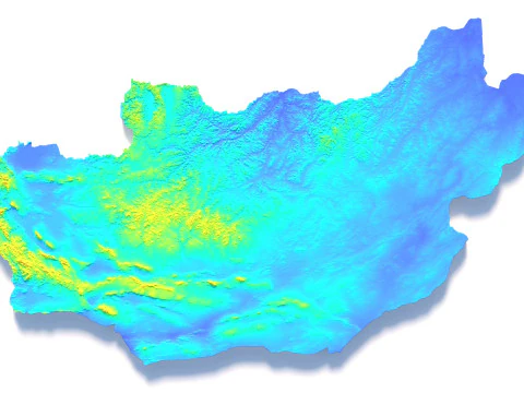 Mongolia terrain map 3D Model