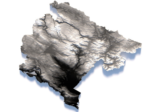 Montenegro terrain map Modello 3D