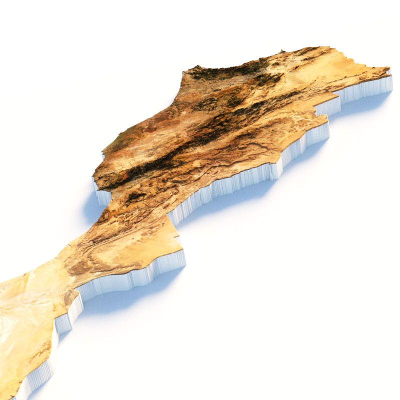 Morocco terrain map Modelo 3D .c4d .max .obj .3ds .fbx .stl .blend