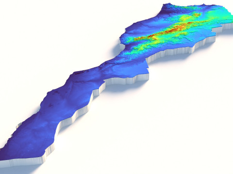 Morocco terrain map Modelo 3D