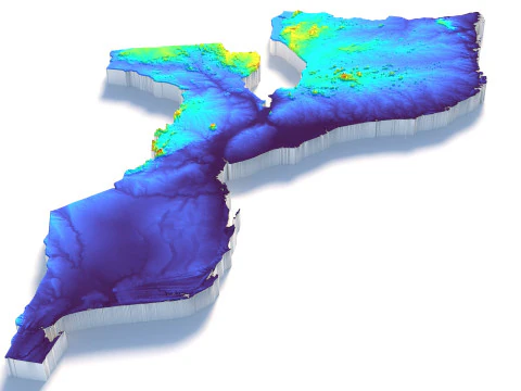 Mozambique terrain map 3D Model