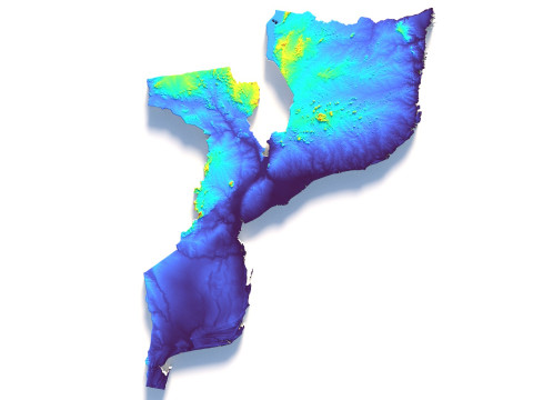 Mozambique terrain map Modelo 3D