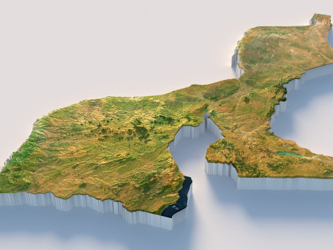 Mozambique terrain map Modelo 3D