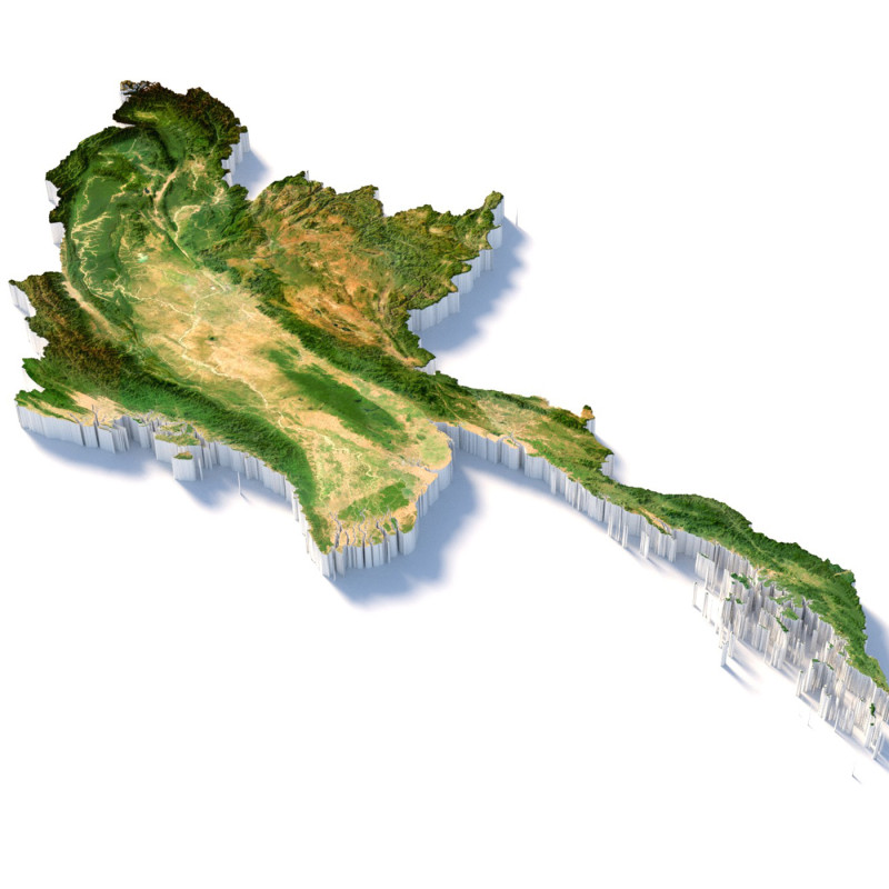 Myanmar terrain map 3D Model .c4d .max .obj .3ds .fbx .stl .blend