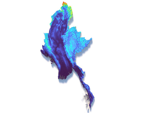 Myanmar terrain map 3D Model