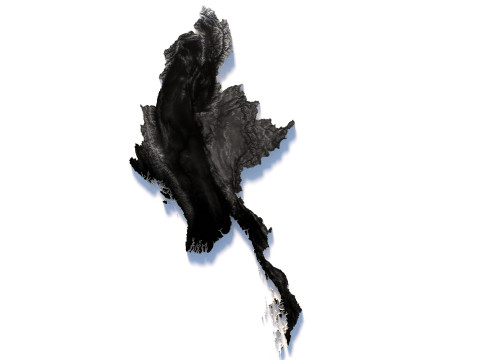 Myanmar terrain map 3D Model