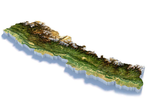 Карта местности Непала 3D Модель