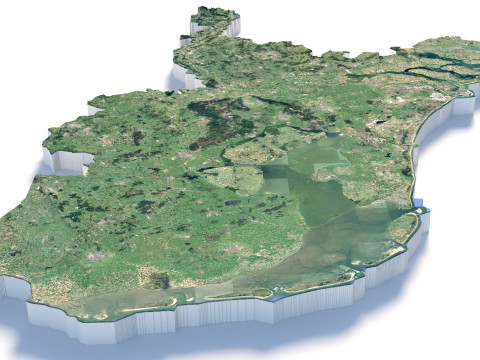 Netherlands terrain map Modèle 3D