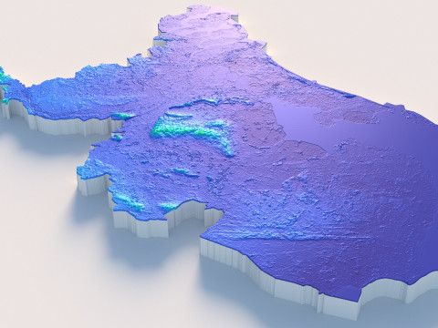 Netherlands terrain map Modèle 3D
