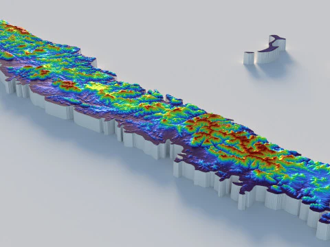 New Caledonia terrain map 3D Model