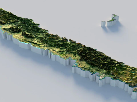 New Caledonia terrain map 3D Model