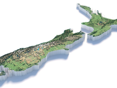 New Zealand terrain map Modello 3D