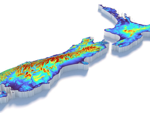 New Zealand terrain map Modello 3D