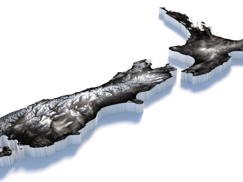New Zealand terrain map Modello 3D