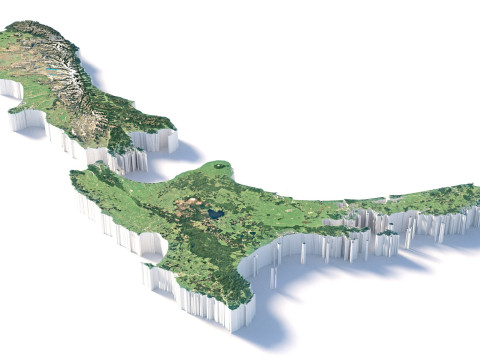 New Zealand terrain map Modello 3D