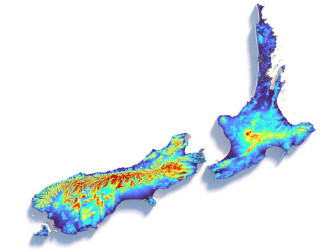 New Zealand terrain map Modello 3D